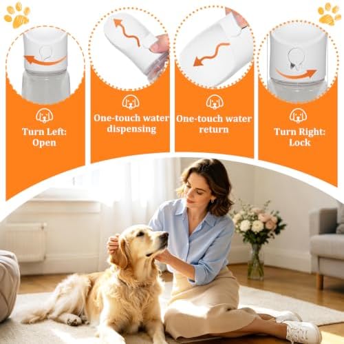 Portable Dog Water Bottle with Food Container, White, 19oz - Image 3