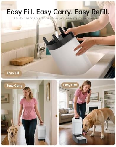 Automatic Dog Water Bowl Dispenser - 2.4 Gallon Gravity Pet Water Dispenser with 304 Stainless Steel Bowl, Dog Auto Feeders Bowls Self Waterer, Easy-Carry Handle for Large Dogs & Cats, Multi-Pet Home - Image 4