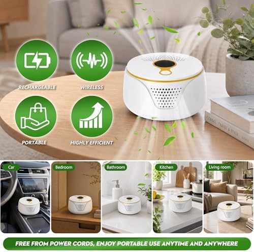 Cat Litter Odor Deodorizer, Cordless Rechargeable Ozone Air Purifier for Dog Poof and Kitty Litter Box, Pet Odor Eliminator with 3 Mode for Home, Kennel, Smoke, Car - Image 4