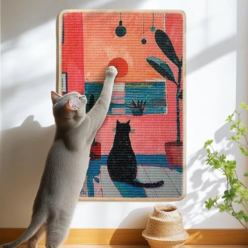 3-in-1 Sisal Cat Scratcher Mat 23.6x15.7 – Durable Scratch Rug Use for Floor & Wall with Adhesive Tape, Protects Couch, Carpet & Furniture, Anti-Slip, Pet-Safe for Indoor/Outdoor Cats, Pink Romance by Truvito