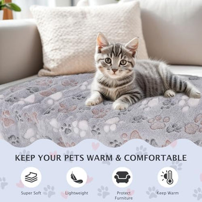 BVAGSS 6 Pack Small Dog Blanket, Super Soft Warm Pet Cover Blankets, Paw Print Puppy Fleece Flannel Blanket for Small Medium Dogs and Cats MW003 - Image 6