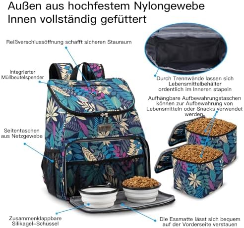BAGLHER丨Dog Travel Bag, Airline Approved Pet Supplies Backpack, Dog Travel Backpack with 2 Silicone Collapsible Bowls and 2 Food Baskets - Image 4