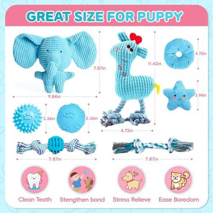 8 Pack Luxury Puppy Toys for Teething Small Dogs, Puppy Chew Toys with Squeaky Dog Toys, Balls and Rope Dog Chew Toys, Dog Toys to Keep Them Busy (Blue, 8-Pack) - Image 7