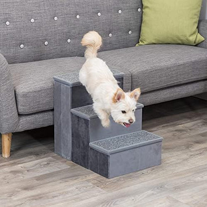 TRIXIE 3-Step Velour Pet Stairs, Gray - Image 2