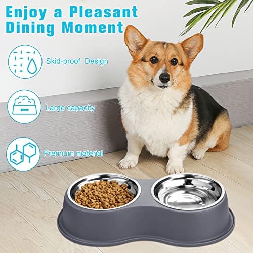 Epetslove Stainless Steel Dog Bowls Double Non-Slip Dog Water and Food Bowl - Image 4