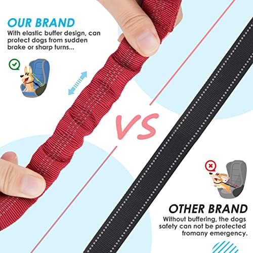 SlowTon Double Dog Seat Belt for Car with Elastic Bungee Buffer, Adjustable - Image 5