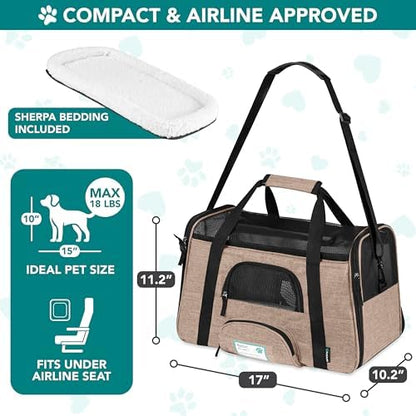 PetAmi Airline Approved Pet Carrier Cats & Small Dogs, Small Heather Taupe - Image 2