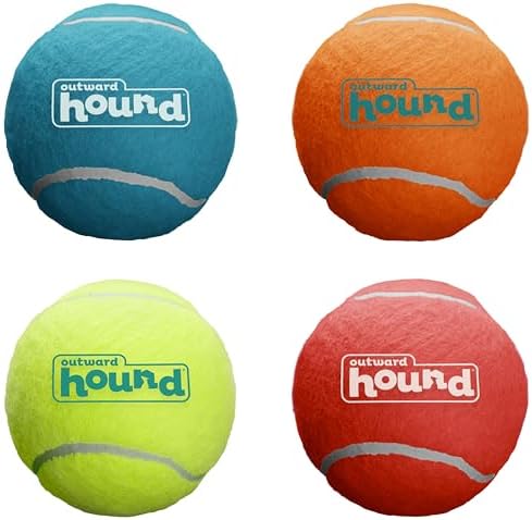 Outward Hound Squeaker Ballz – Squeaky Tiny Tennis Balls for Small Dogs Under 15 lbs, Fetch & Training, X-Small (1.5"), 4-Pack by OutwardHound