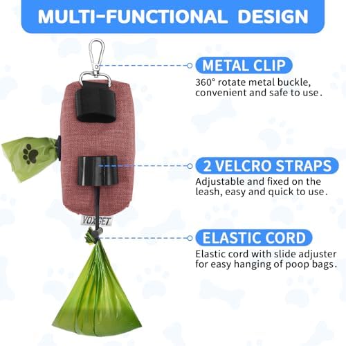 Dog Poop Bag Holder with Treat Pouch, 2 Zipper Pockets & Leash Clip - Image 2