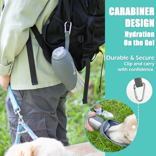 LumoLeaf Portable Dog Water Bottle 27 OZ, Stainless Steel Pet Travel Water Bottle Dispenser for Walking, Hiking and Outdoor, Portable Water Bowl for Large Dogs (Grey) - Image 3