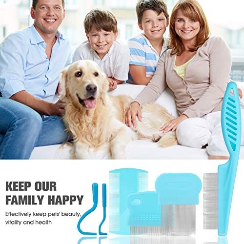Cat & Dog Grooming Set - Fine Tooth Comb for Removing Dandruff Flakes & Hair (Blue) - Image 6