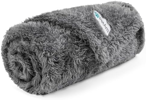 PetAmi Soft Plush Sherpa Dog Blanket for Pet Cat, Small 24x32, Grey by PetAmi
