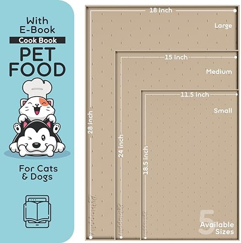 Dog Food Mat - Raised Edges Dogs Mat for Food and Water Prevent Spill, Waterproof Cat Food Mats Protect Floors, Easy Clean Dog Bowl Mats for Food and Water, Silicone Pet Food Tray - Image 2