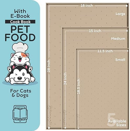 Dog Food Mat - Raised Edges Dogs Mat for Food and Water Prevent Spill, Waterproof Cat Food Mats Protect Floors, Easy Clean Dog Bowl Mats for Food and Water, Silicone Pet Food Tray - Image 2