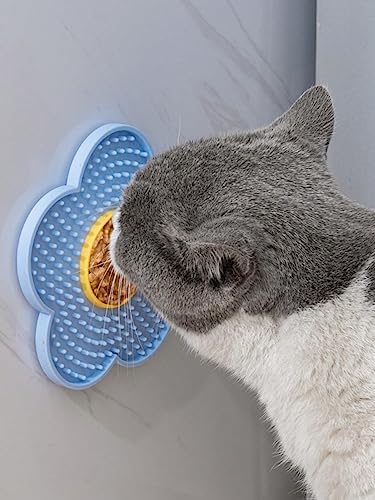 QWINEE Lick Mat for Dogs Cats Flower Shaped Pet Slow Feeder Dog Cat Puppy Bowl Lick Pad for Dog Fun Alternative to Slow Down Eat for Small Medium Large Dogs Blue one-Size - Image 2