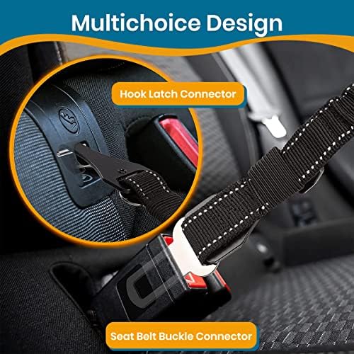 Pawbee 3-in-1 Safety Dog Seat Belt for Cars, Adjustable, Elastic Bungee Harness with Easy Clip for Medium to Large Dogs, 2 Pack - Image 2
