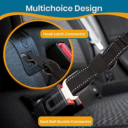 Pawbee 3-in-1 Safety Dog Seat Belt for Cars, Adjustable, Elastic Bungee Harness with Easy Clip for Medium to Large Dogs, 2 Pack - Image 2