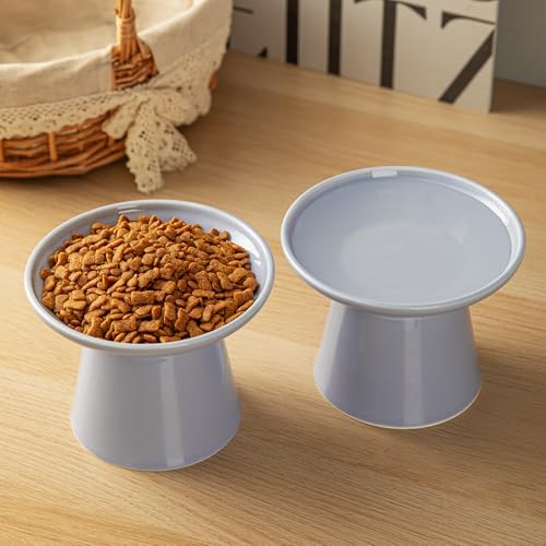 Ceramic Elevated Cat Food Bowls,6.2" Wide,2-Pack,Light Purple - Image 6