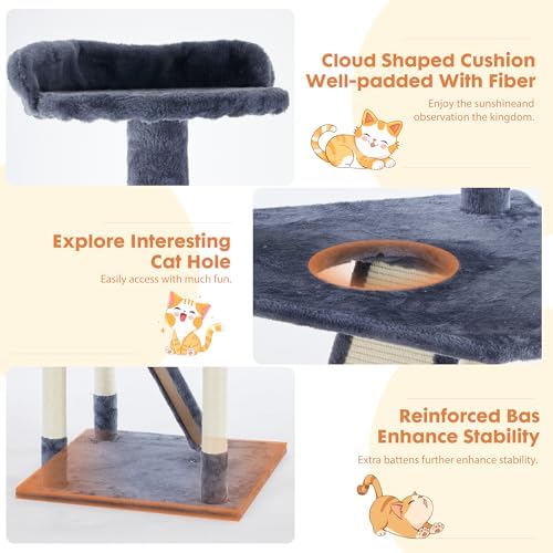 DUMOS Tall 79in Cat Tree Tower with Scratching Posts, Indoor Cats Use - Image 3