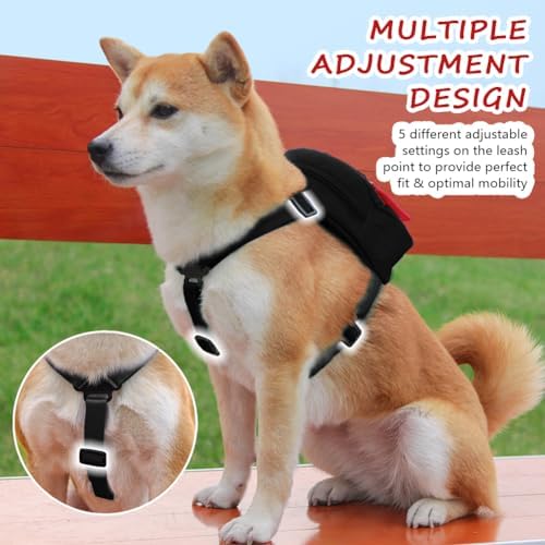 Dog Backpack for Small Dogs to Wear,Cute Pet Puppy Harness Backpacks with Leash Adjustable Dog Self Carrier Bag for Travel Hiking Daily Walking (M, Black) - Image 3