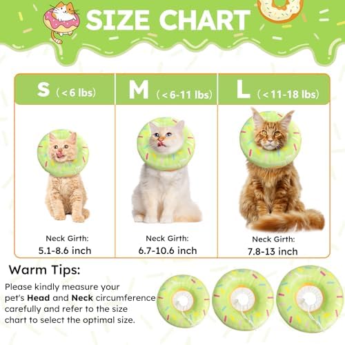 Hpetppy Cat Cone Collar Soft, Cat Recovery Collar for Wound Healing Cute Donut Adjustable Kittens Cones to Stop Licking Comfortable Lightweight Neck Elizabethan Collars for Cats Kittens After Surgery - Image 2