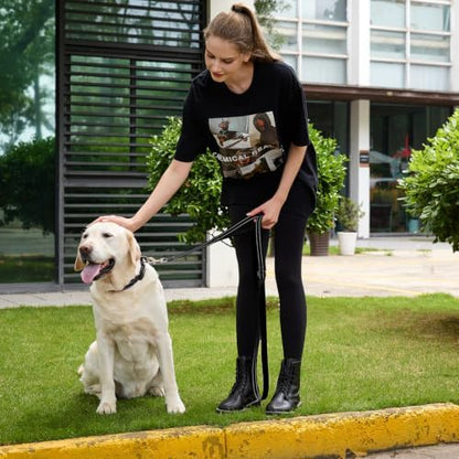 6 FT Black Nylon Reflective Dog Leash for Large Dogs with 2 Padded Handle - Image 2