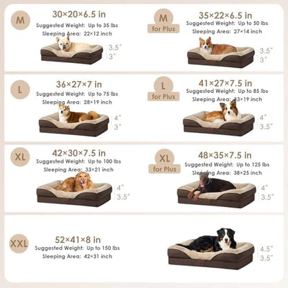 EHEYCIGA Orthopedic Dog Bed for Medium Dog, Memory Foam Dog Couch, Brown - Image 5