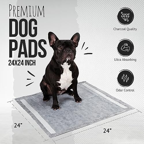 Bulldoglogy 50-Count Carbon Black Dog Pads Puppy Training Pads with Adhesive Tape 24x24 - Large Charcoal Puppy Pads Dog Training Wee Pads, Odor Control Thick Pee Pads for Dogs Extra Quick Dry - Image 2
