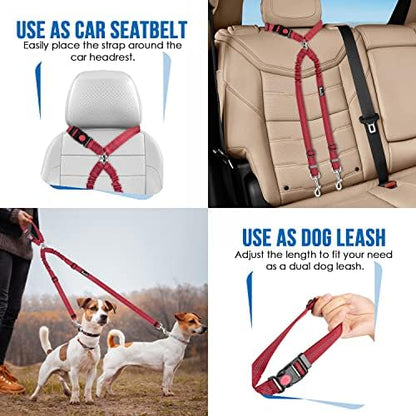 Lukovee Double Dog Car Seat Belt, No Tangle Headrest Restraint - Image 5