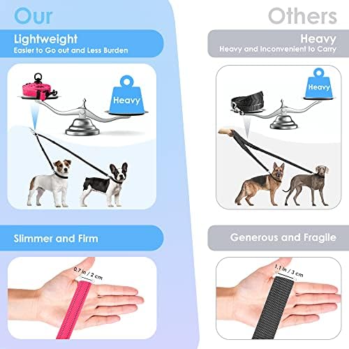 AUTOWT Double Dog Leash, No Tangle 360°Swivel Rotation Reflective Lead Attachment Adjustable Length Dual Two Dogs Lead Splitter, Comfortable Shock Absorbing Walking Training for 2 Dogs - Image 2