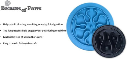 Silicone Interactive Puzzle Dog Slow Feed Bowls - for Small and Large Set Dogs - Fun and Healthy Feeders to Aid with Digestion and Stop Bloating - A Dogs Favorite - Set of 2