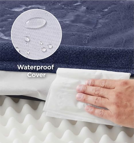 Made4pet Dog Bed Orthopedic, Dog Sofa for Small Dogs Supportive Foam Pet Cushions Bed with Washable Removable Cover, Egg-Crate Foam, Waterproof Lining Bottom, Blue, 30 * 20 * 6.5 Inch - Image 6
