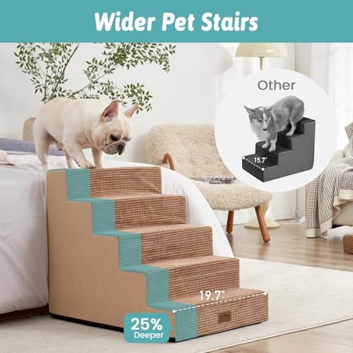 COZY KISS Dog Stairs for Small Dogs, 5 Step Pet Stairs for Beds & Couches - Image 4