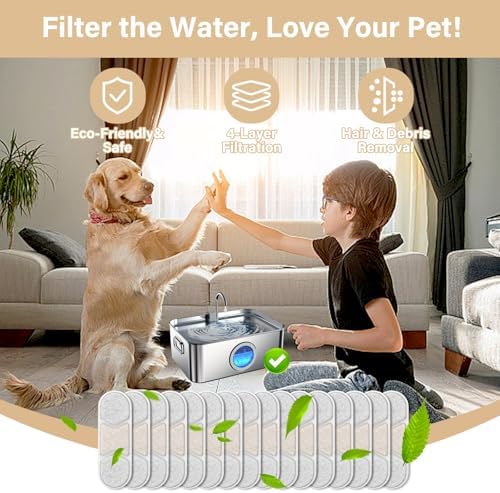 16+16 Pack Replacement Filters Compatible with Models DYSJ01/WF120/WF160 Dog Water Fountain（4.2Gal/16L /410oz/3.2Gal/12L), 8 Month Set for Large Dogs Water Bowl Dispenser - Image 2
