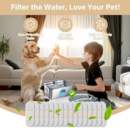16+16 Pack Replacement Filters Compatible with Models DYSJ01/WF120/WF160 Dog Water Fountain（4.2Gal/16L /410oz/3.2Gal/12L), 8 Month Set for Large Dogs Water Bowl Dispenser - Image 2