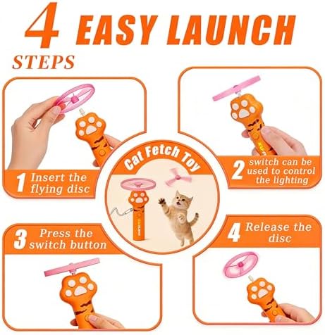 Cat Toy Disc Launcher,Rechargeable Interactive Cat Fetch Toy with 10 Discs - Image 2