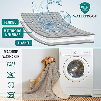 PetAmi Waterproof Dog Blanket, Leakproof Puppy Blanket, 24x32 Taupe Beige - Image 4