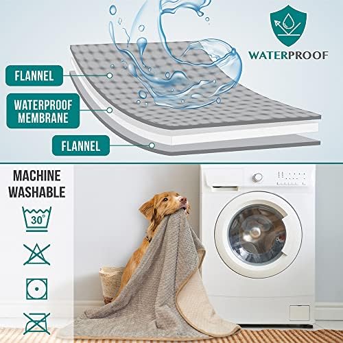 PetAmi Waterproof Dog Blanket, Leakproof Puppy Blanket, 40x60 Taupe Beige - Image 4