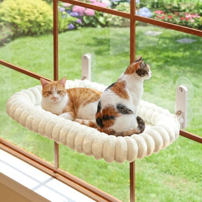 Zakkart SnugCloud Foldable Cat Window Perch (Cream White, L) by Zakkart