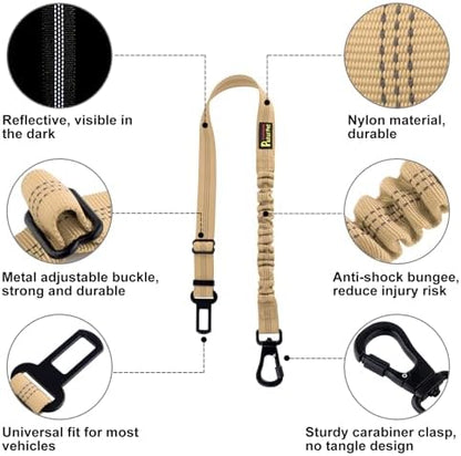 Plutus Pet Dog Seat Belt for Car, Adjustable Harness with Elastic Bungee - Image 2