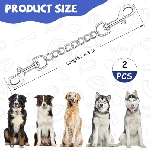 YUEPET 2 Pack 8.3 in Dog Collar Safety Clips, Stainless Steel Backup Clip - Image 4