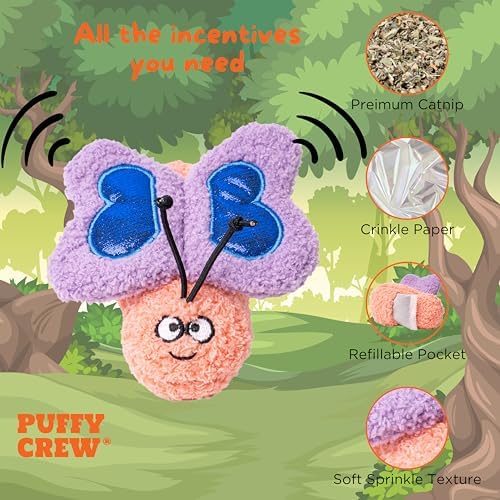 Interactive Catnip Cat Plush Toy, Insect Theme, 5'', for All Breed Size Cats (Butterfly) - Image 2