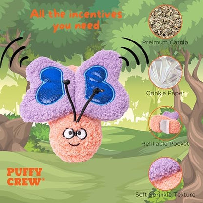Interactive Catnip Cat Plush Toy, Insect Theme, 5'', for All Breed Size Cats (Butterfly) - Image 2