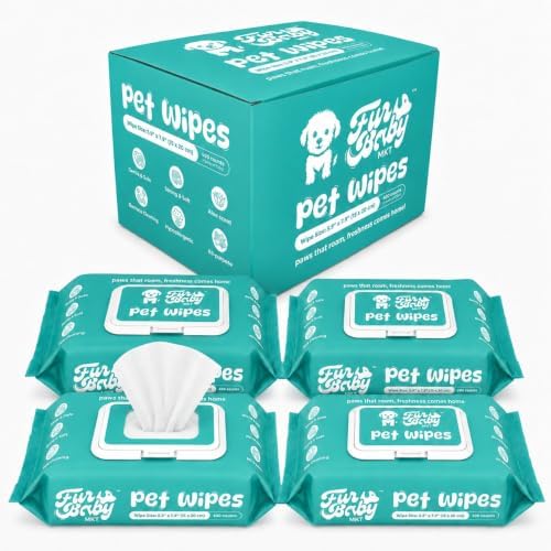 400-Count Pet Wipes, Hypoallergenic Aloe Cleansing Wipes for Dogs & Cats, Thick & Durable, Deodorizing Multi-Purpose Grooming Wipes by Unknown