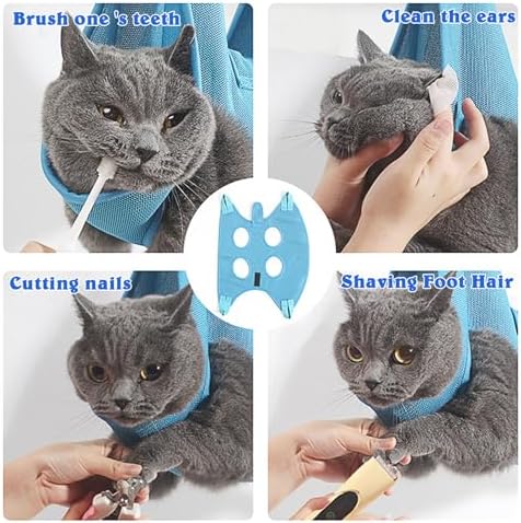 10-in-1 Pet Grooming Hammock Kit with Nail Clippers, Grooming Scissors, Comb, Gloves & Adjustable Harness for Cats & Dogs, for Nail Trimming, Bathing & Pet Grooming Helper - Image 2