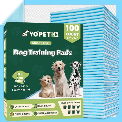 YOPETKI Dog Pee Pads 100 Count Extra Large 28"x34", Puppy Pads XL 100 Pack by Unknown