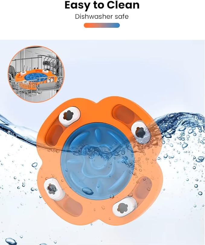 2 in 1, Slow Feeder Bowl and Feeder Puzzle Toy for Dogs and Cats, Hide Food and Treats, Detachable Insert, Interactive Feeding, Anti-Shock & Anxiety Reducing, IQ Training, Mental Stimulation, Game.