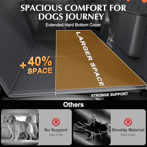 Dog Truck Seat Cover for Back Seat,Hard Bottom Dog Hammock for Car, Pet Bed Extender for 2-4 Large Dogs with Waterproof Fabric,Holds 420 lbs Pet Hammock for Crew Cab Truck/SUV(Black,XL Size) - Image 2