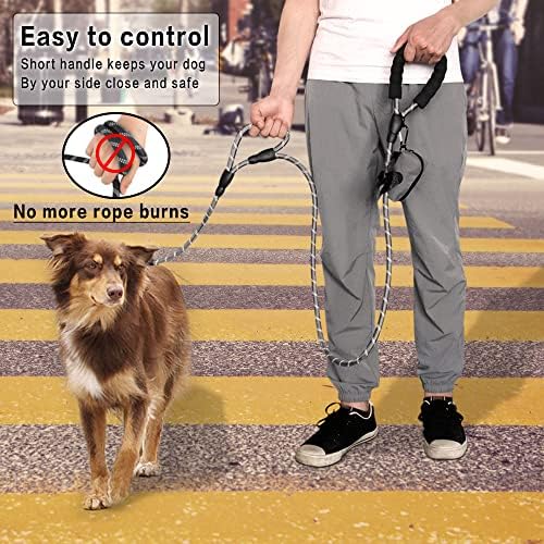 Plutus Pet Rope Dog Leash 6ft Long, Heavy Duty,Reflective Double Handle Leash for Safety Training, for Medium Large Dogs, Dual Handle Leads(Gray) - Image 3