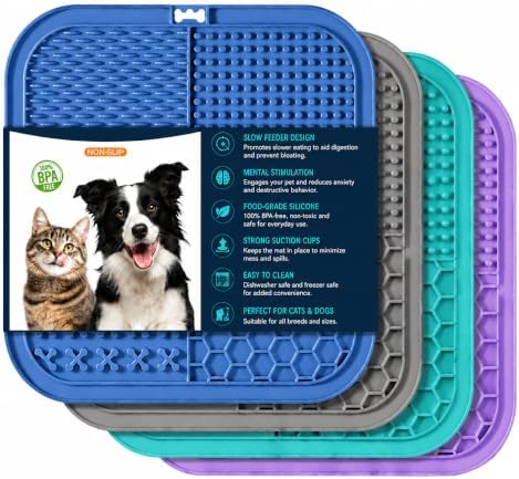 Dog Lick Mat for Dogs & Cats, Silicone Slow Feeder Lick Pad with Suction Cups for Bathing, Grooming & Anxiety Relief(4, Pastel Mix) by Unknown